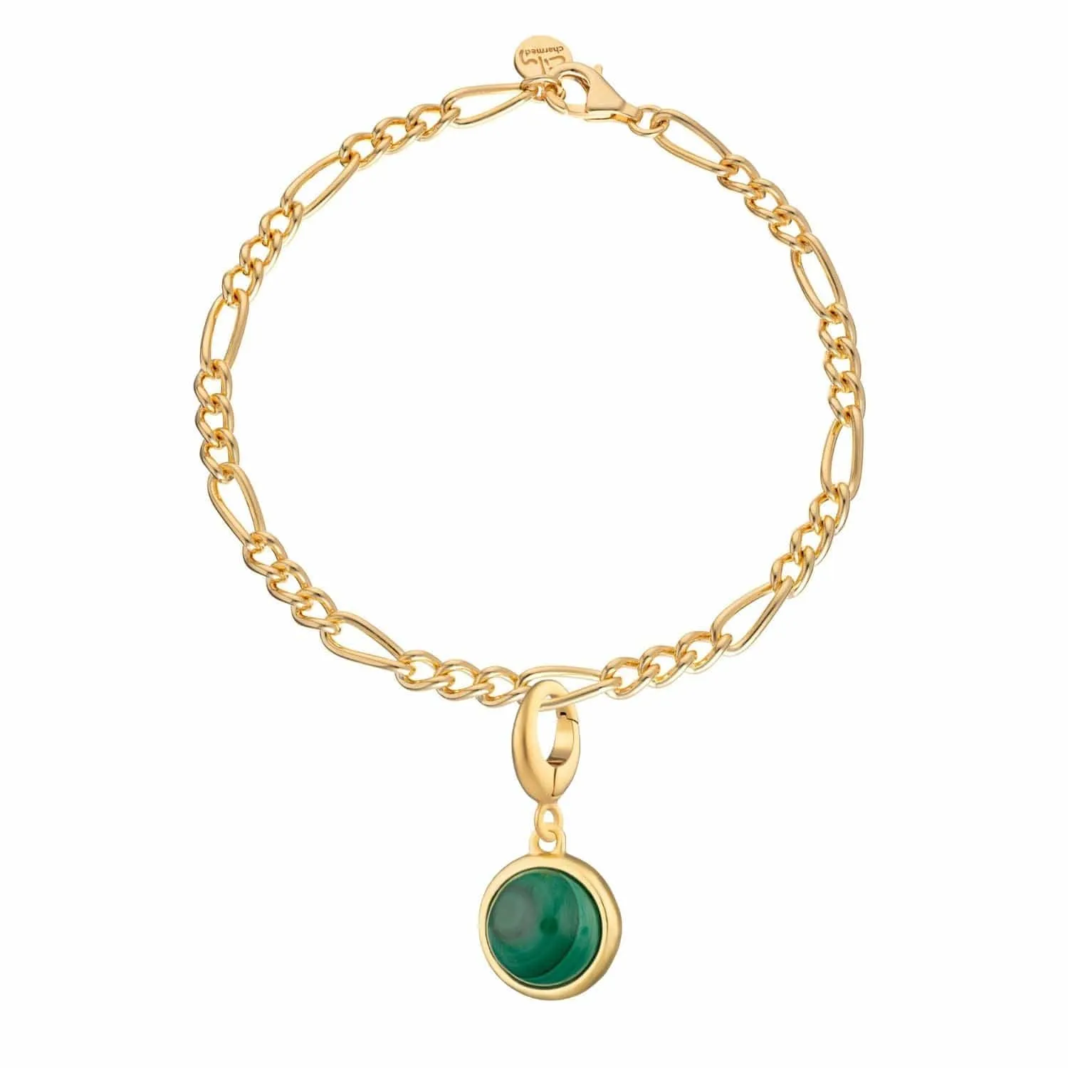 Gold Plated Healing Stone Figaro Charm Bracelet