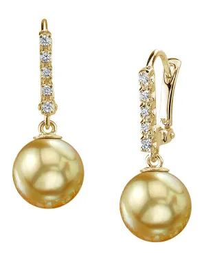 Golden South Sea Pearl & Diamond Pas de Cinq Dangle Earrings