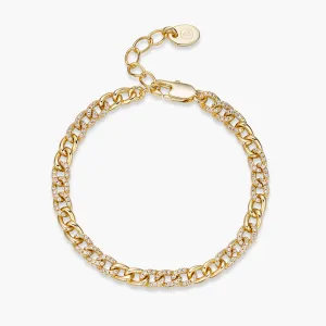 Half Pave Mini Curb Chain Bracelet