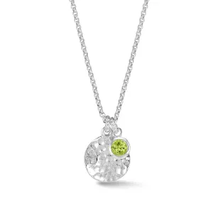 Hammered Disc & 5mm Peridot Array Pendant