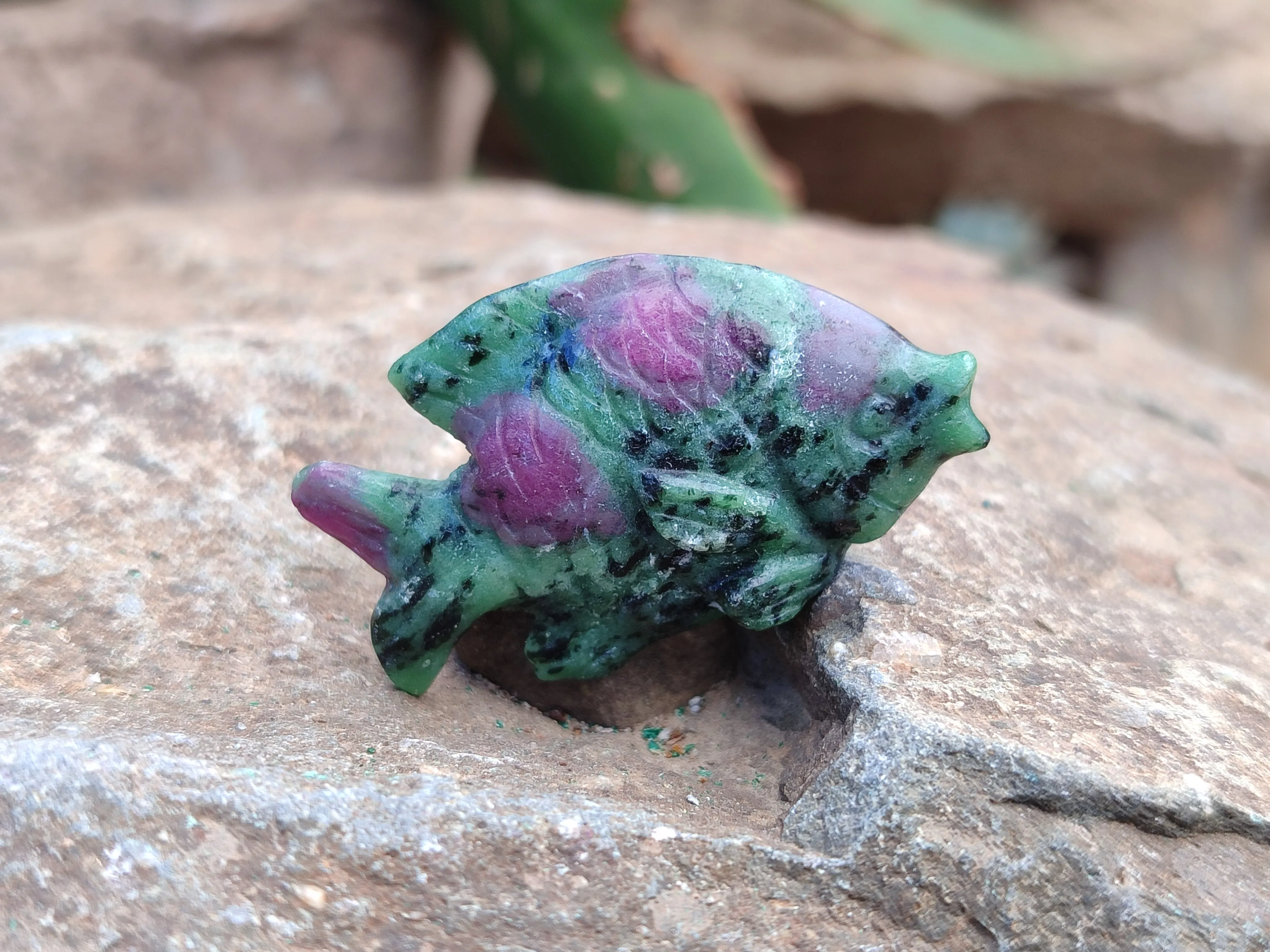 Hand Made Rare Small Fluorescent Ruby Zoisite Fish Carvings - Sold Per Item - From Tanzania