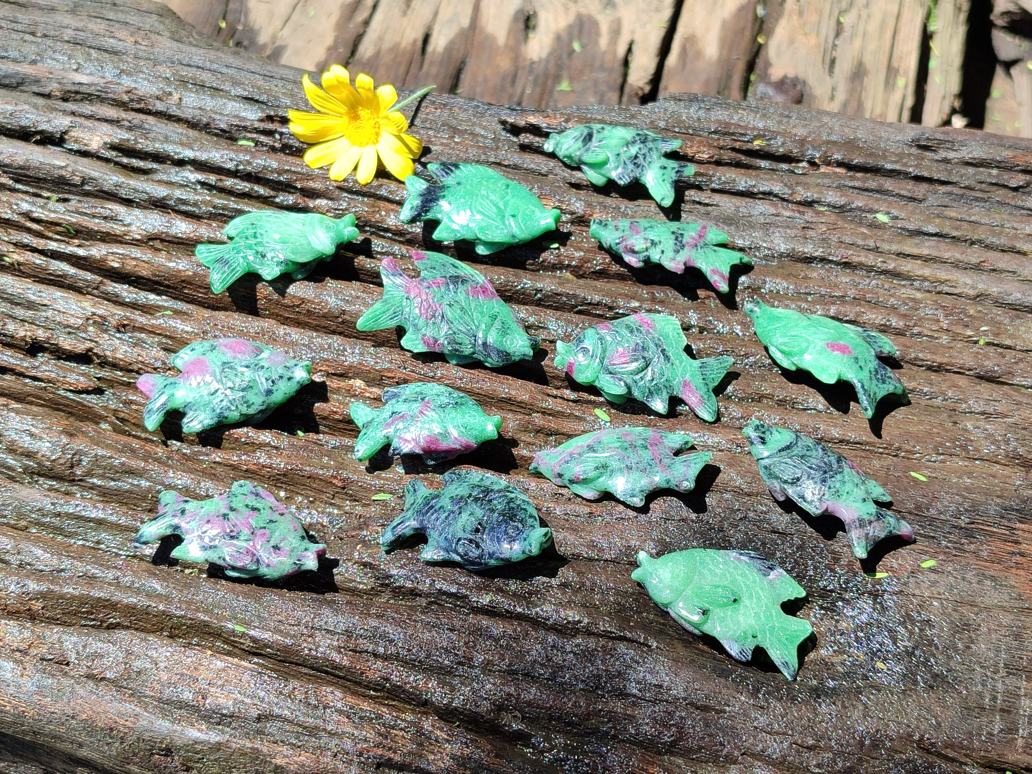 Hand Made Rare Small Fluorescent Ruby Zoisite Fish Carvings - Sold Per Item - From Tanzania