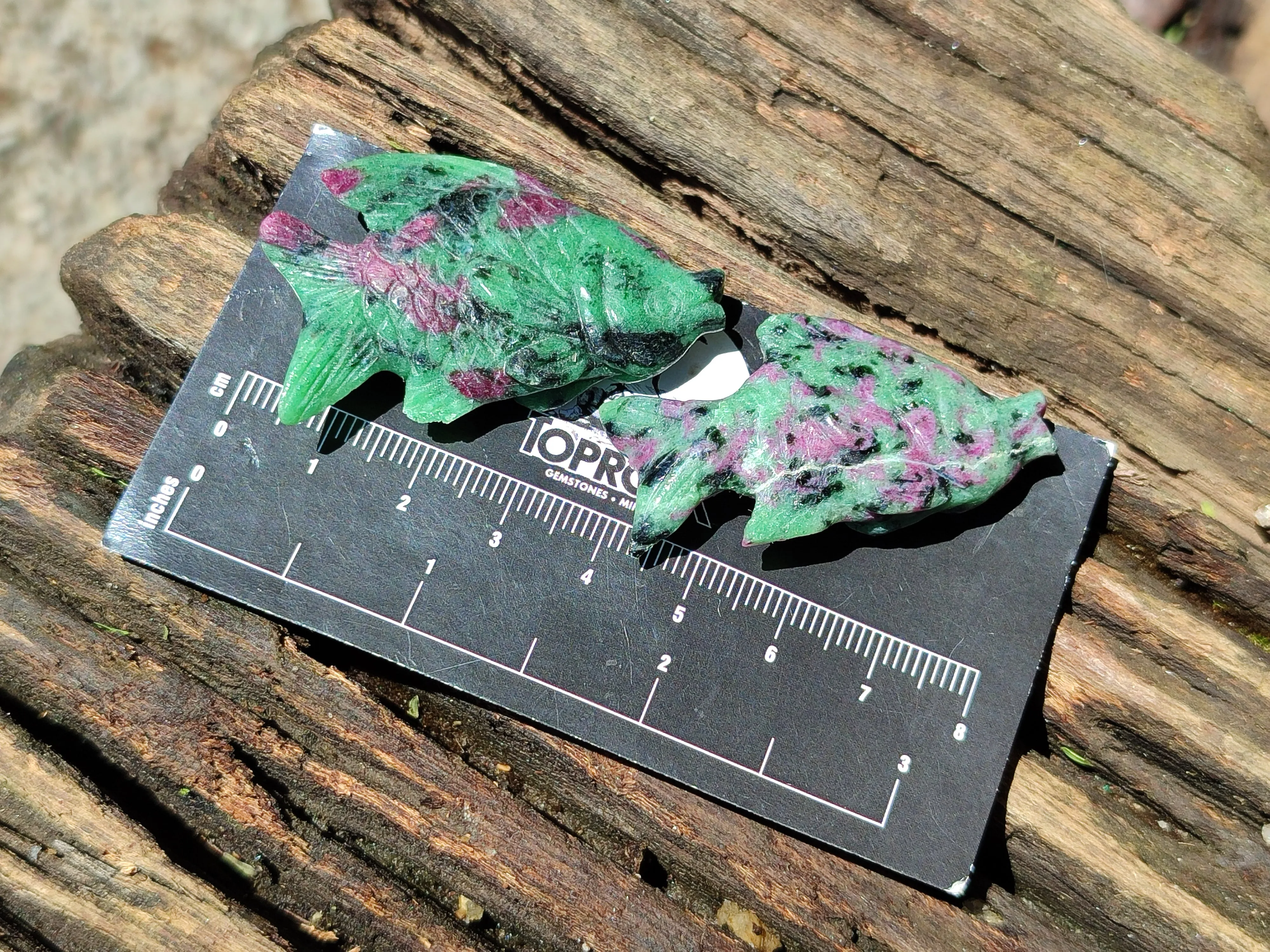 Hand Made Rare Small Fluorescent Ruby Zoisite Fish Carvings - Sold Per Item - From Tanzania