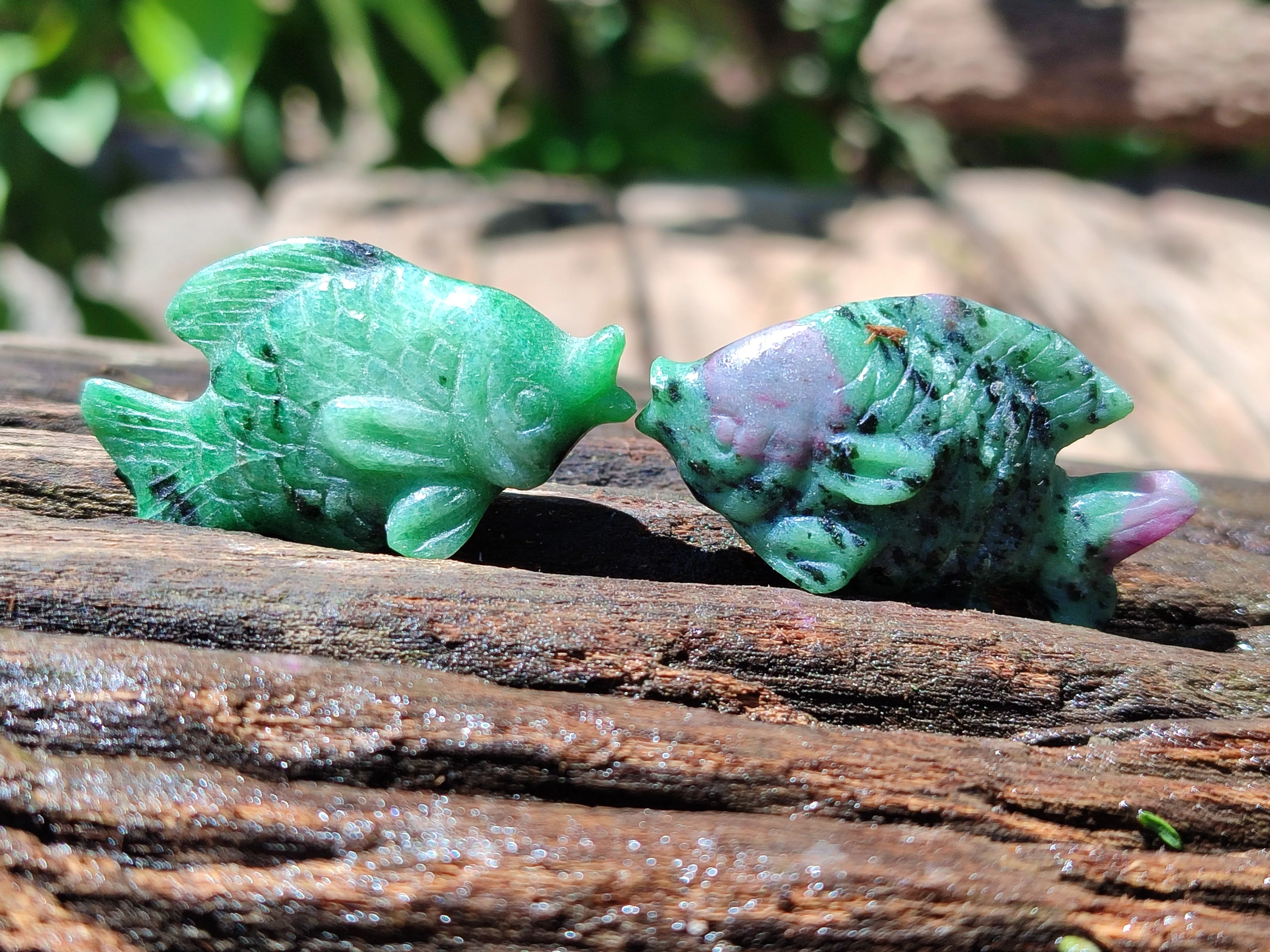 Hand Made Rare Small Fluorescent Ruby Zoisite Fish Carvings - Sold Per Item - From Tanzania