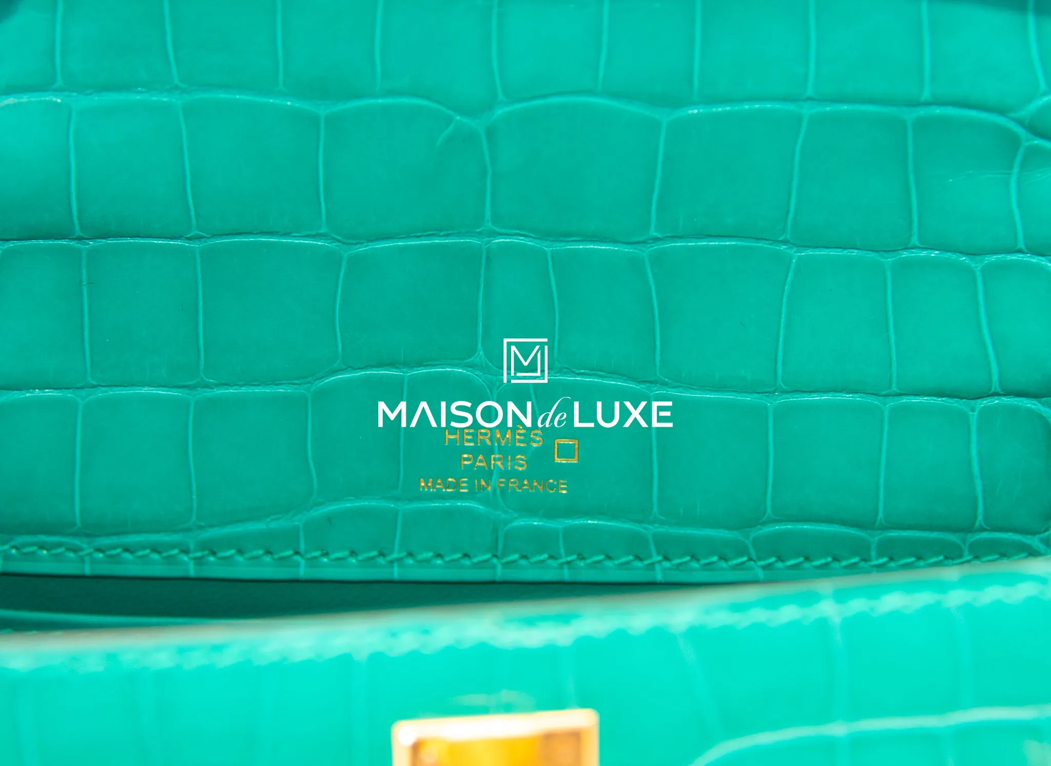 Hermes Mini Kelly Pochette Vert Jade Shiny Alligator