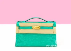 Hermes Mini Kelly Pochette Vert Jade Shiny Alligator