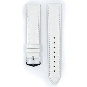 Hirsch CROCOGRAIN Bonded Leather Watch Strap in WHITE