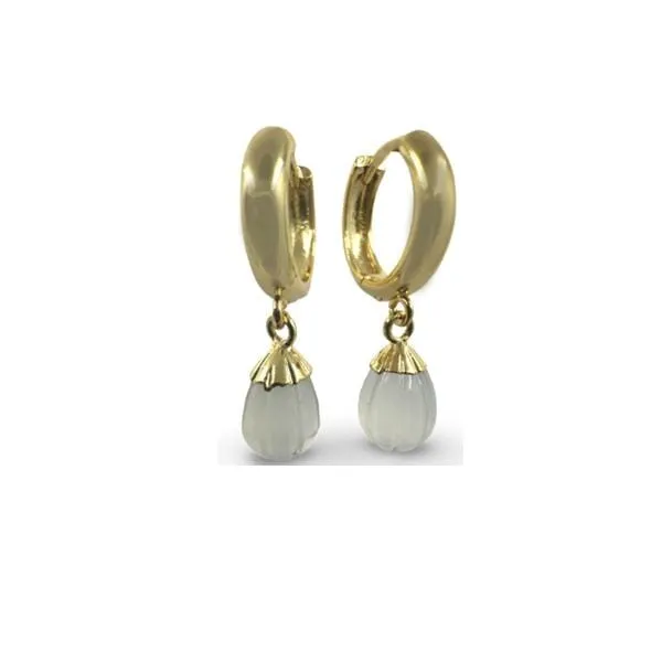 Hoop: Carved Electroplated 'Onion' Earring: Moonstone (EGH7084MN)