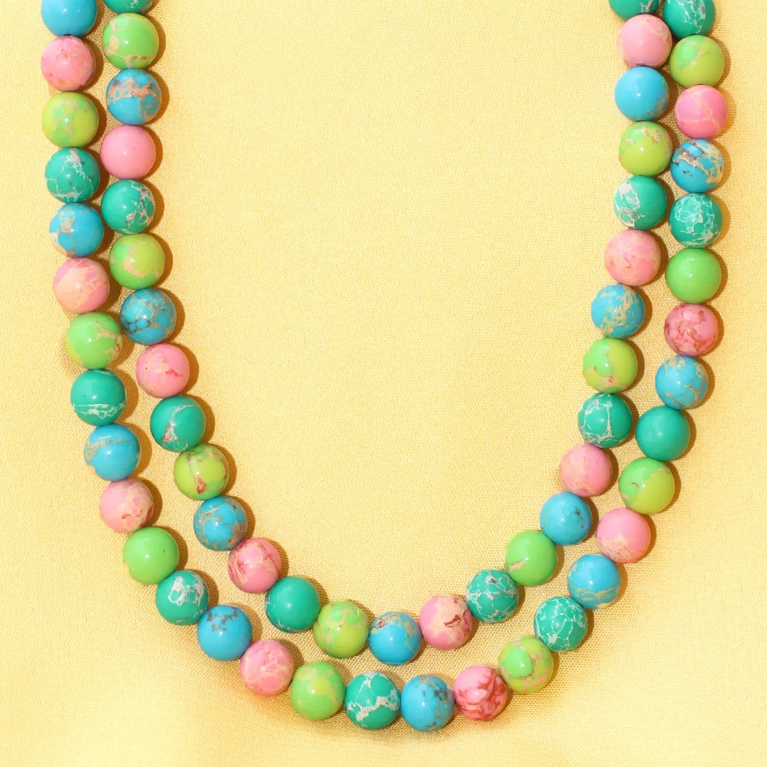 Imeora Multicolor Double Line Copper Turquoise Necklace With Earrings