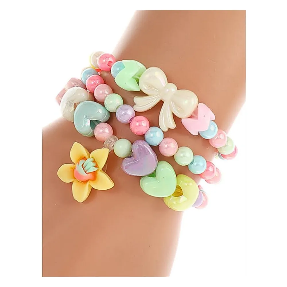 JAB44213 - Flower Bead Stretch Bracelet Set