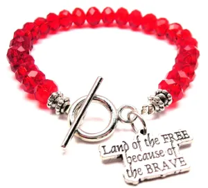 Land Of The Free Because Of The Brave Crystal Beaded Toggle Style Bracelet