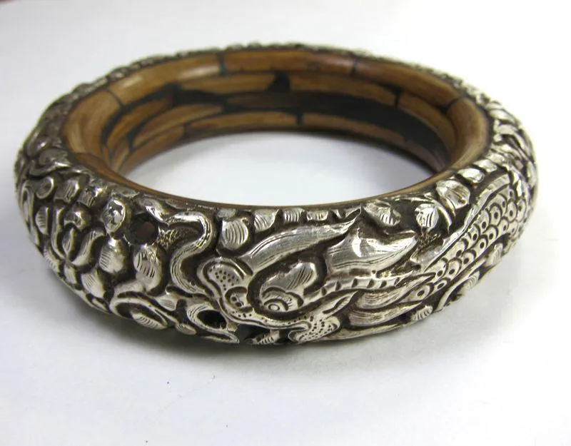 Large Silver Dragon  Bracelet