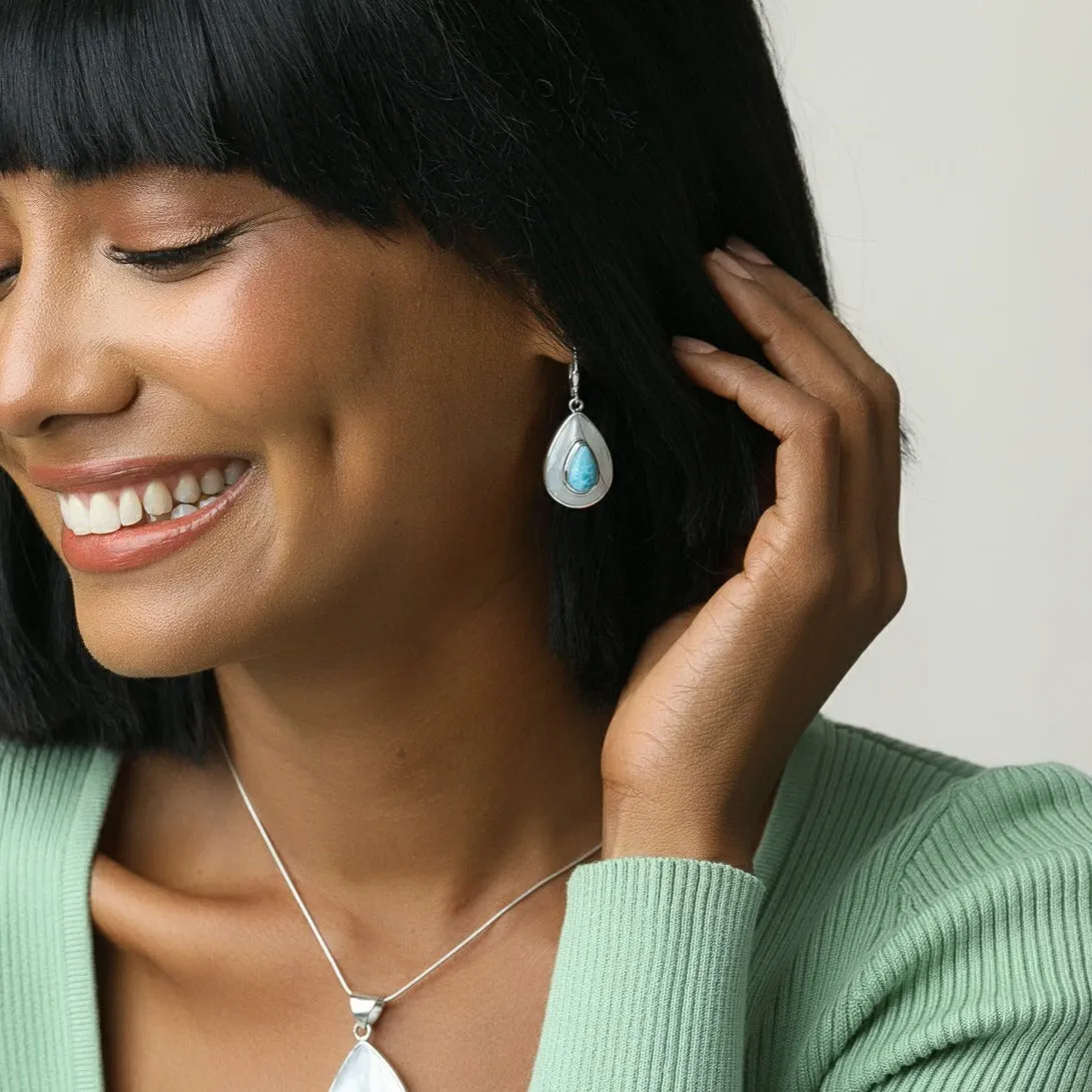 Larimar Mother Pearl Earrings Mauvi