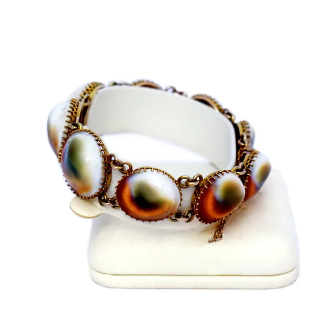 Late Victorian Gold Operculum Shell Bracelet