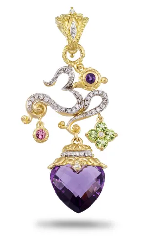 Limited Edition. Om Pendant - Diamond, Amethyst, Peridot & Pink Tourmaline