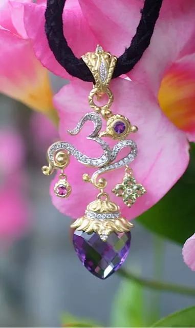 Limited Edition. Om Pendant - Diamond, Amethyst, Peridot & Pink Tourmaline