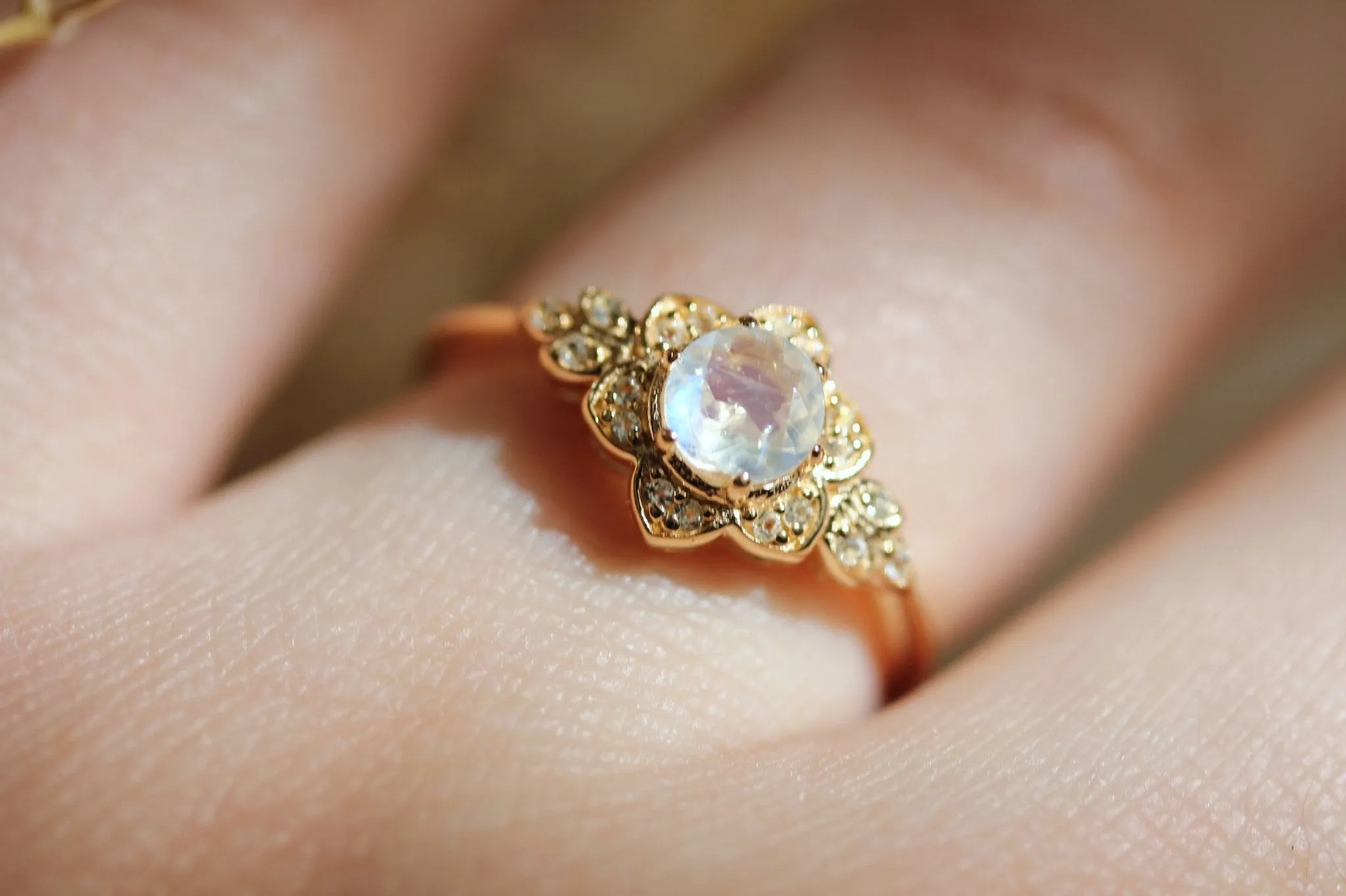 Little Gold Moonflower Ring