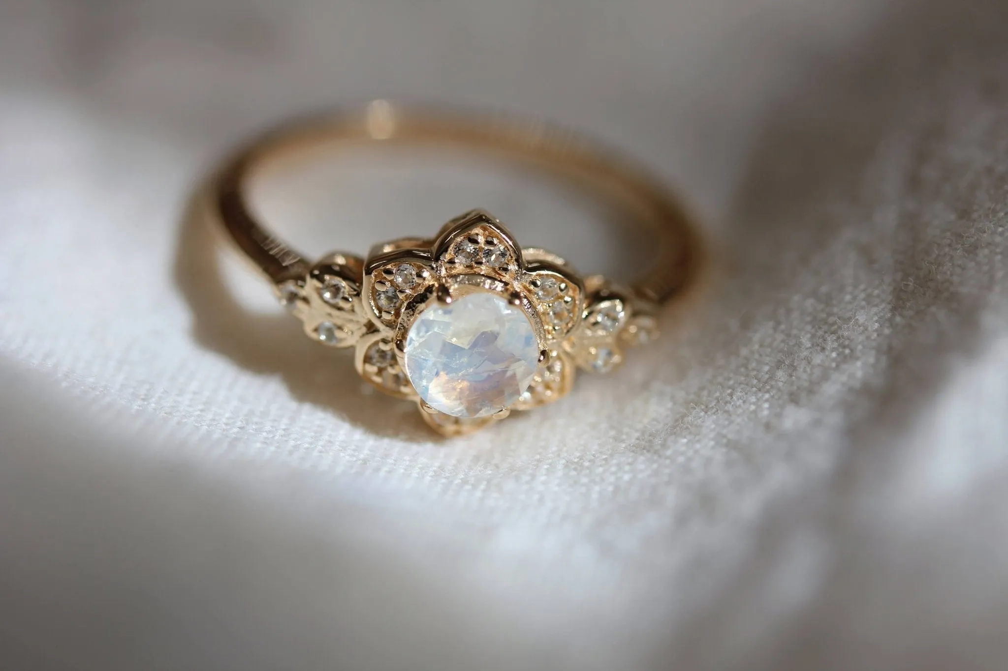 Little Gold Moonflower Ring