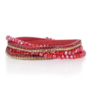 Long Strand Diamond Red Bracelet with Magnetic Clasp