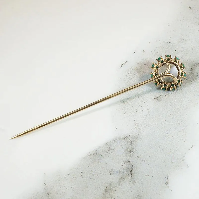 Magical Moonstone Moon Face Stick Pin