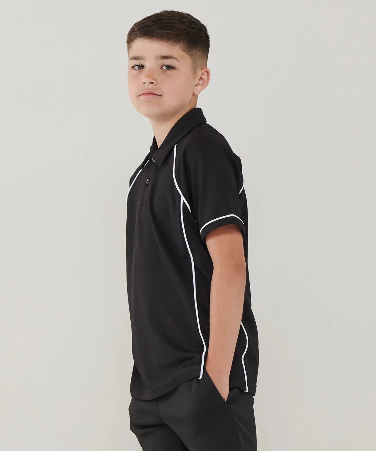 Maroon/Amber/Amber - Kids piped performance polo