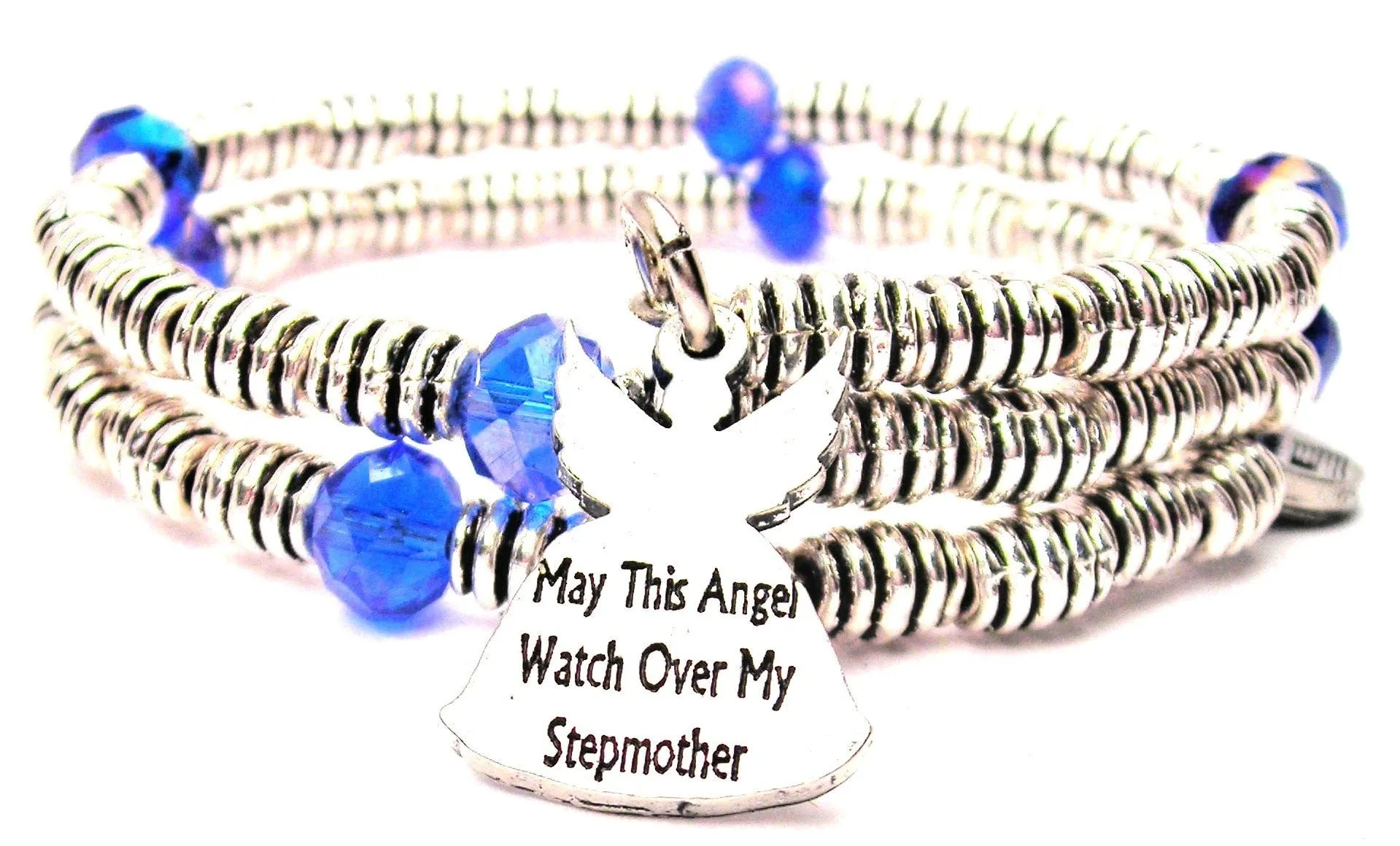 May This Angel Watch Over My Stepmother Curly Coil Wrap Style Bangle Bracelet