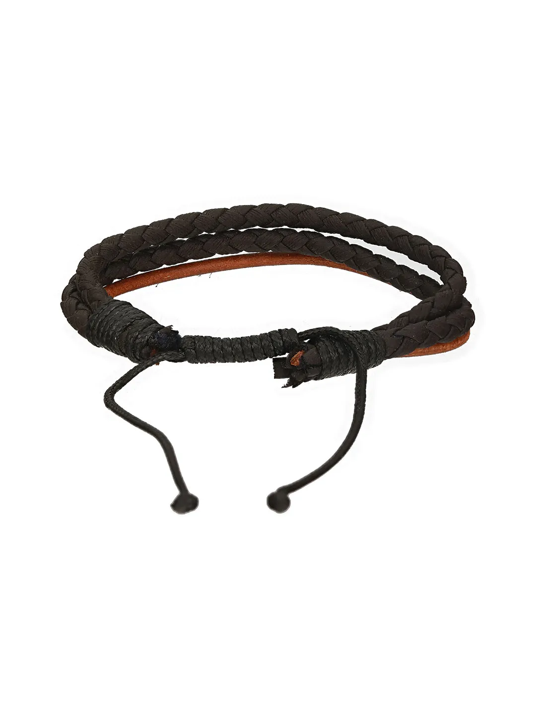 Men Pack Of 3 Brown And Black Elasticated Semi Precious Beaded Bracelet