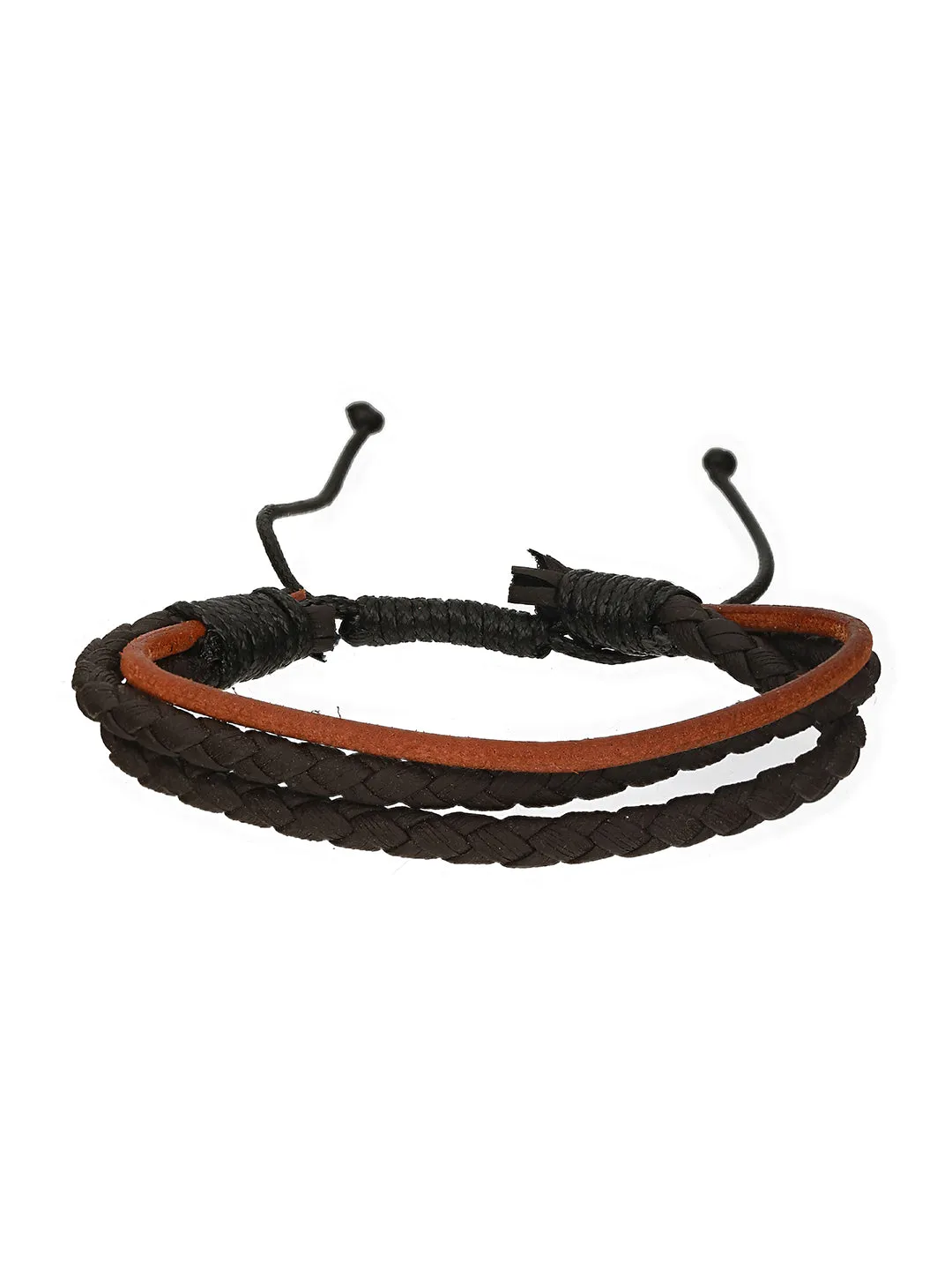 Men Pack Of 3 Brown And Black Elasticated Semi Precious Beaded Bracelet