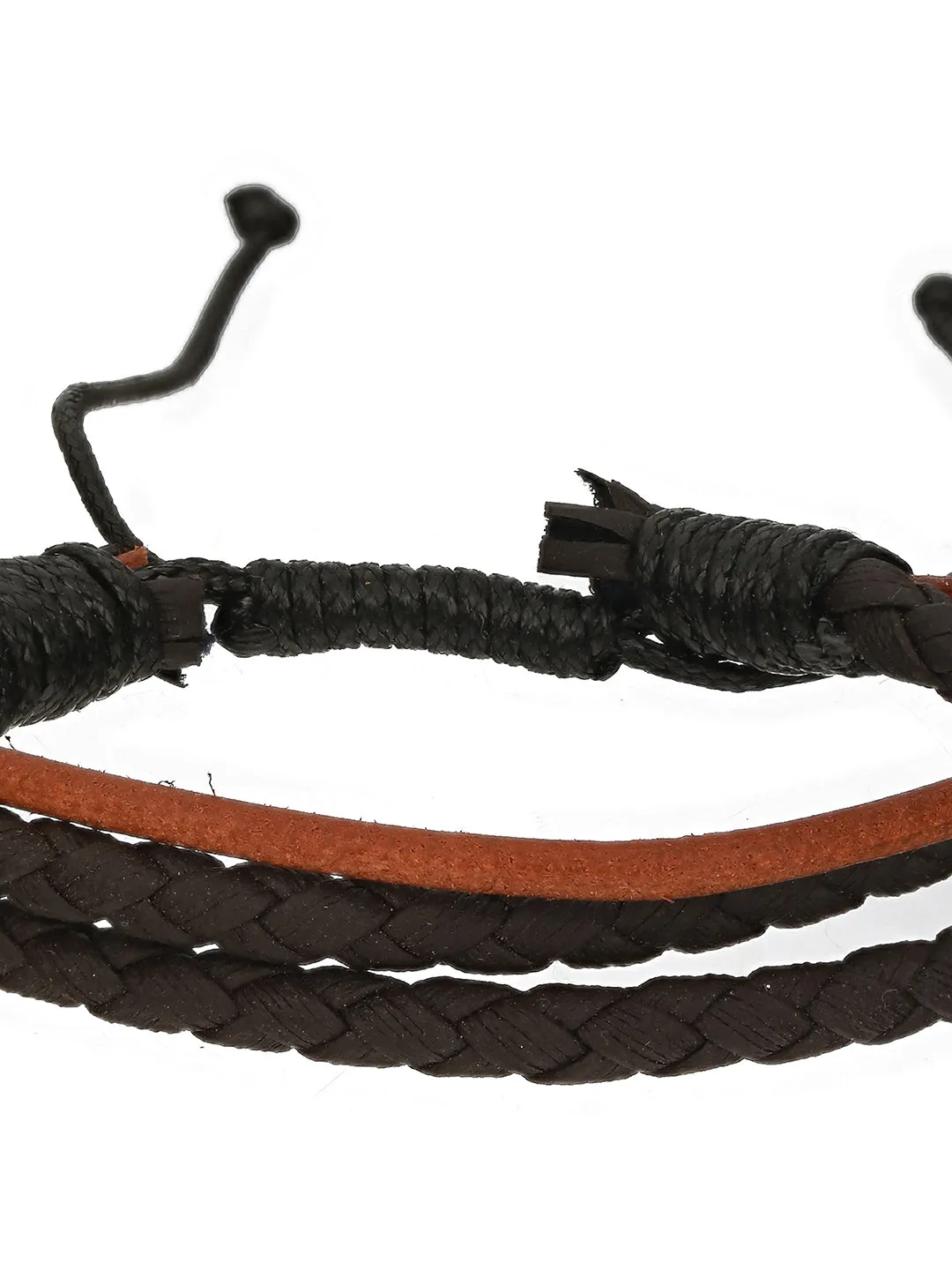 Men Pack Of 3 Brown And Black Elasticated Semi Precious Beaded Bracelet