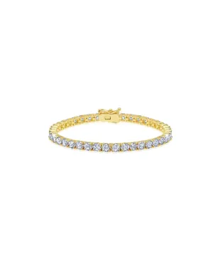 Mens Brilliant Cut Tennis Bracelet Finished in 18kt Yellow Gold