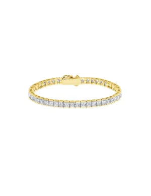 Mens Square Cut Tennis Bracelet Finished in 18kt Yellow Gold