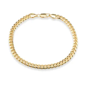 Miami Cuban Bracelet Dipped in 14k Yellow Gold, Solid Bracelet Available in 8 Inches or Adjustable Length 7 - 8 inches, Made In Italy in Sterling Silver