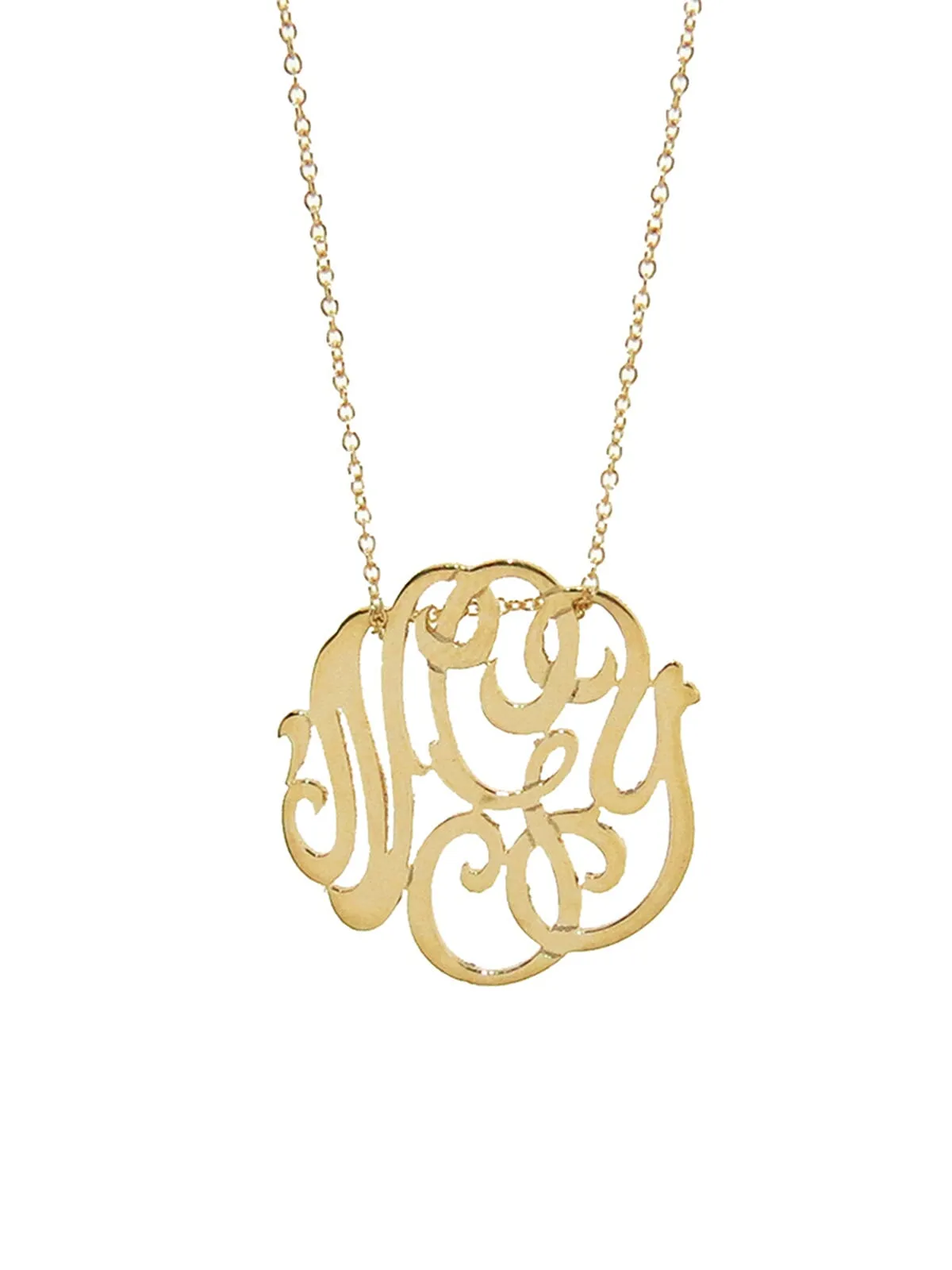 Mini Lace Monogram Yellow Gold Necklace