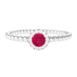 Minimal Ruby Promise Ring with Diamond Halo