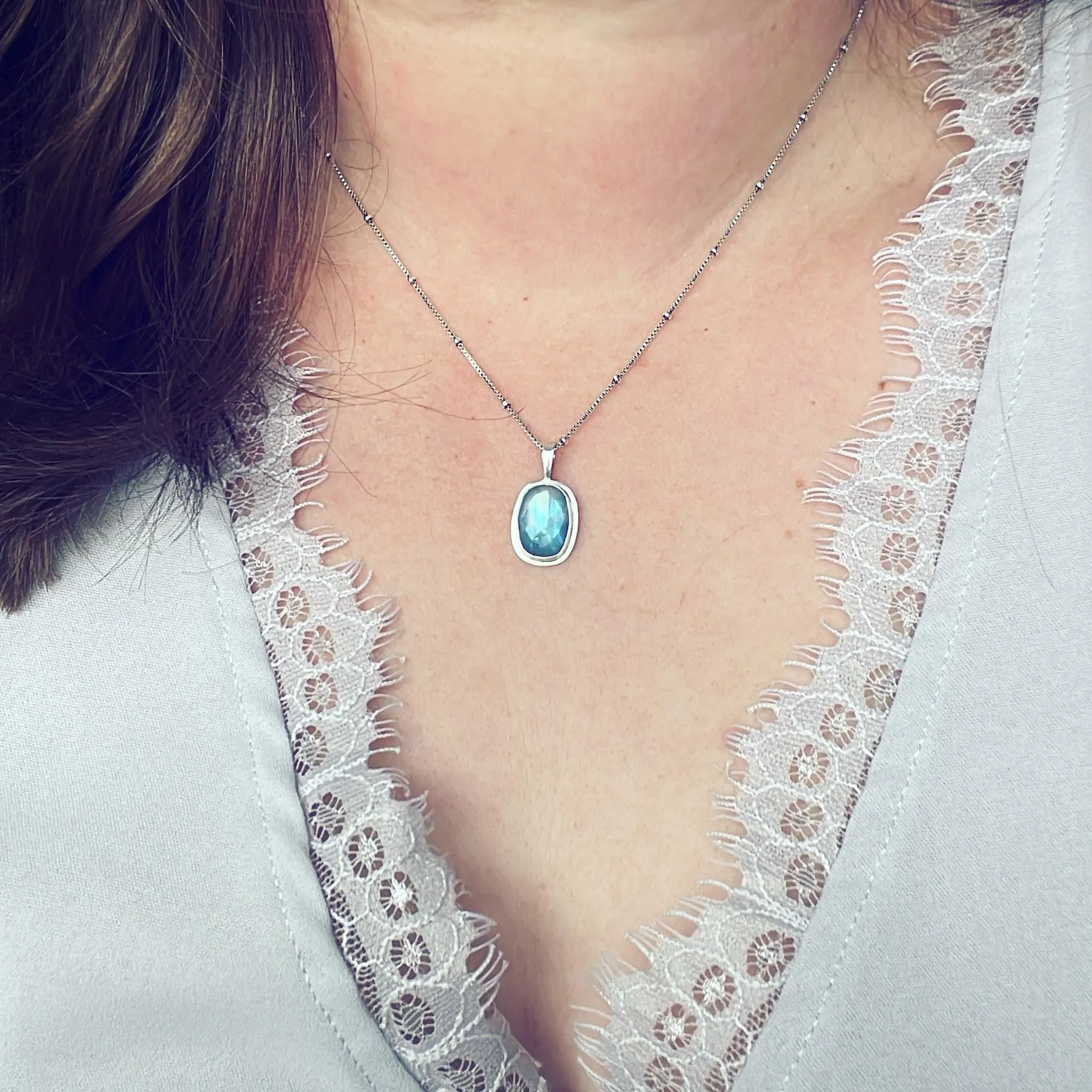 Moonstone and Sterling Silver Pendant