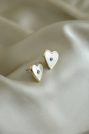 Mother of Pearl Heart Studs