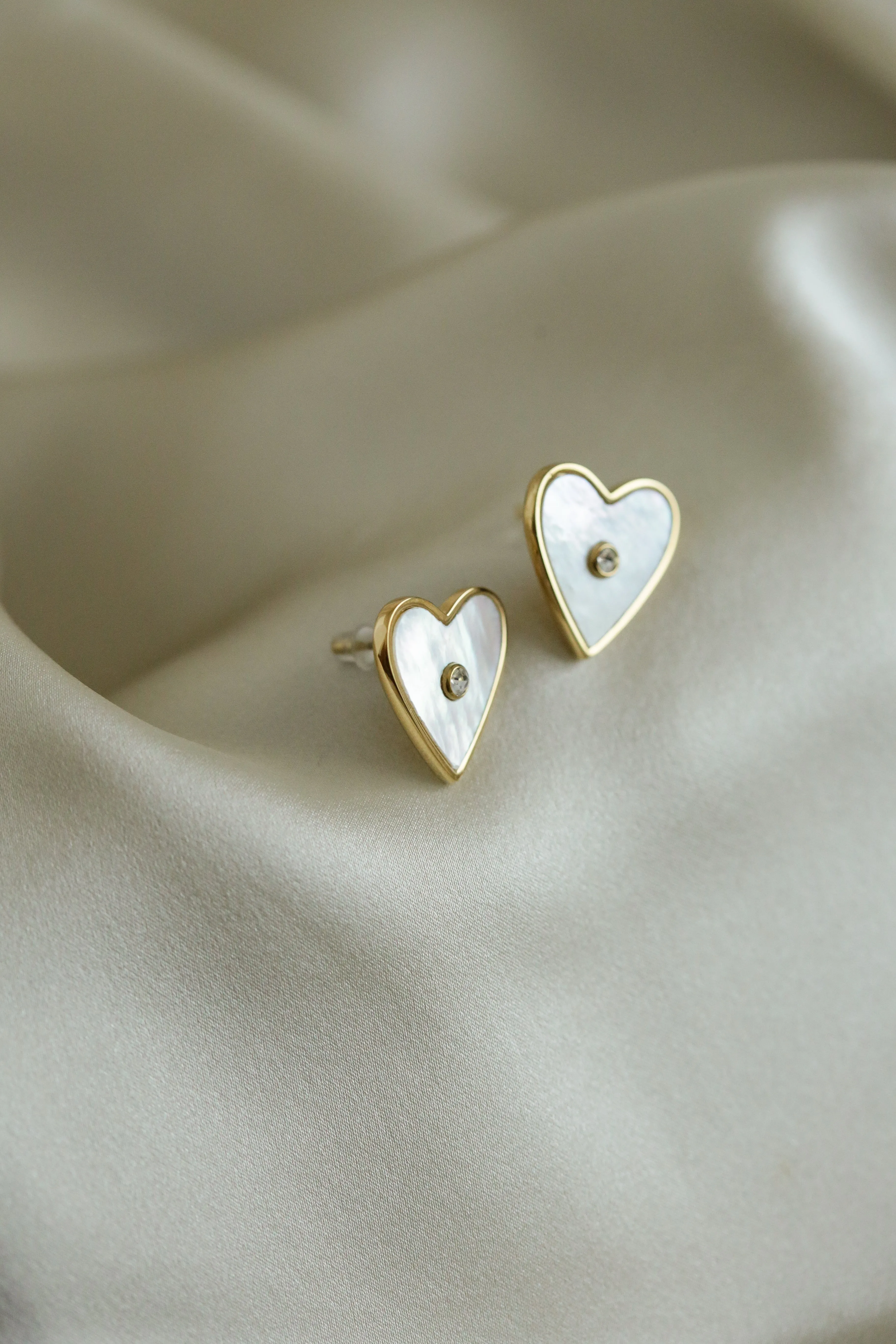 Mother of Pearl Heart Studs