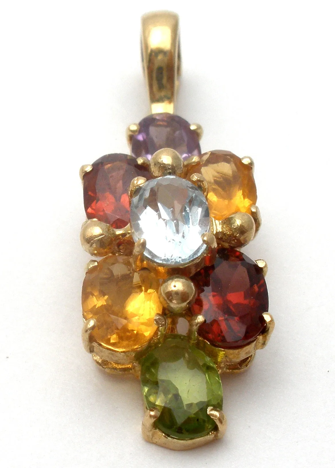 Multi Gemstone Enhancer Pendant 14K Gold