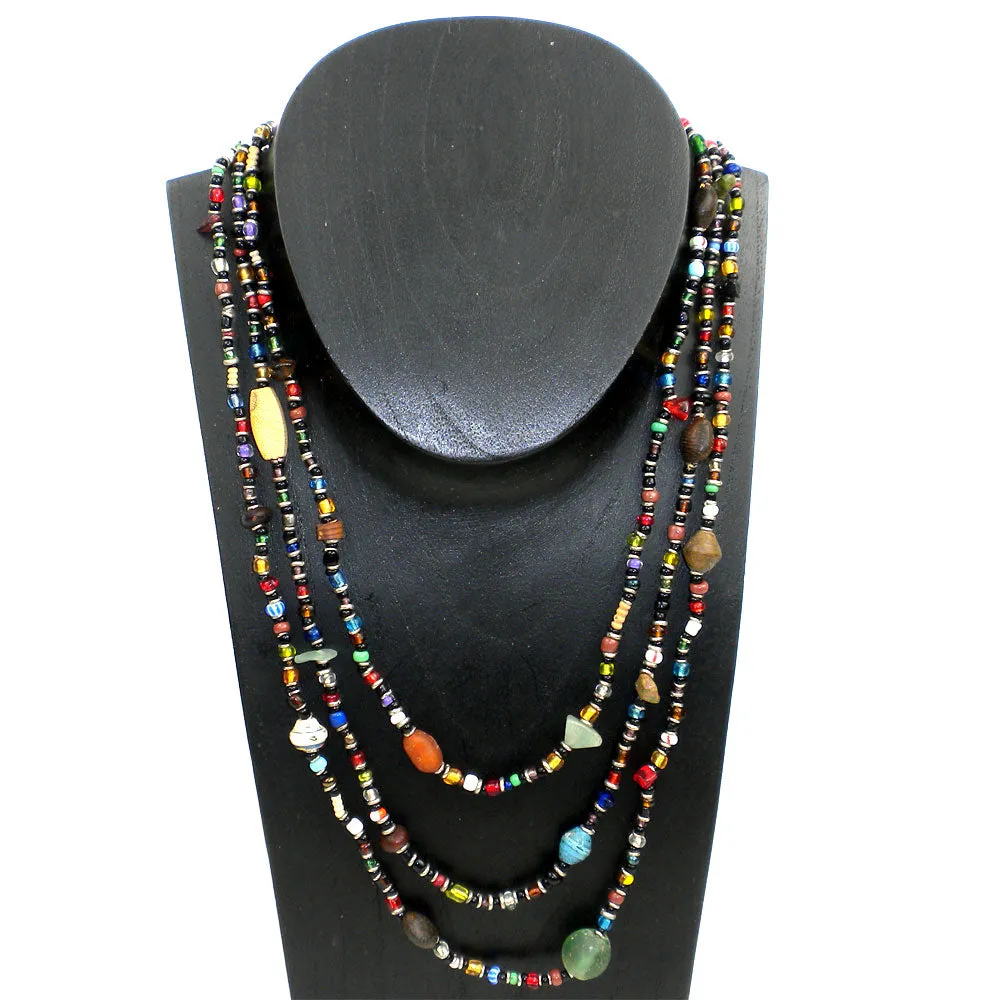 Multicolor Success Triple Strand Beaded Necklace Zakali Creations