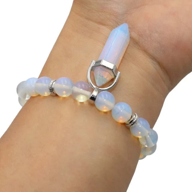 Natural Stone Hexagonal Yoga Bracelet Crystal Beads Spiritual Bracelet