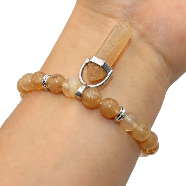 Natural Stone Hexagonal Yoga Bracelet Crystal Beads Spiritual Bracelet