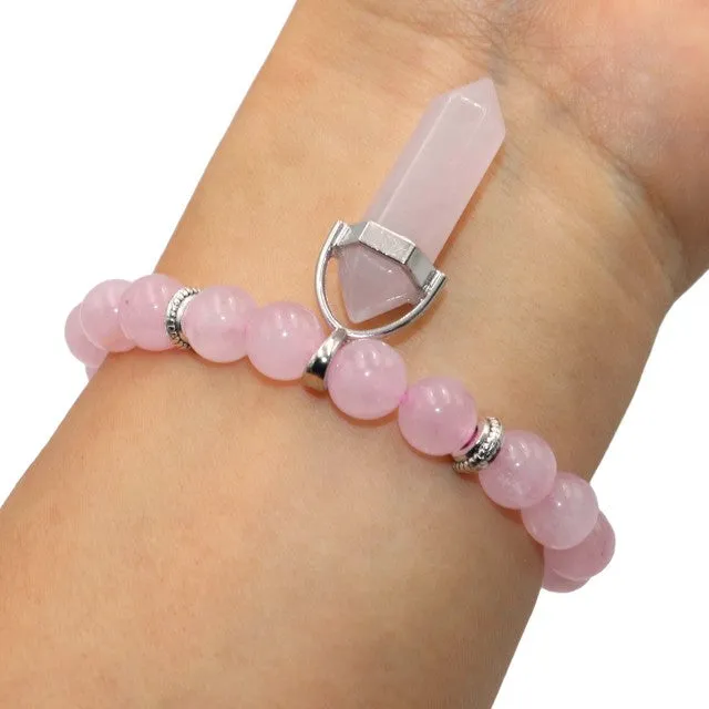 Natural Stone Hexagonal Yoga Bracelet Crystal Beads Spiritual Bracelet