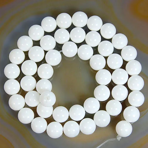 Natural White Coral Gemstone Round Loose Beads on a 15.5" Strand