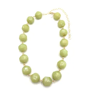 Olive Green Luster Beaded Amelia Necklace