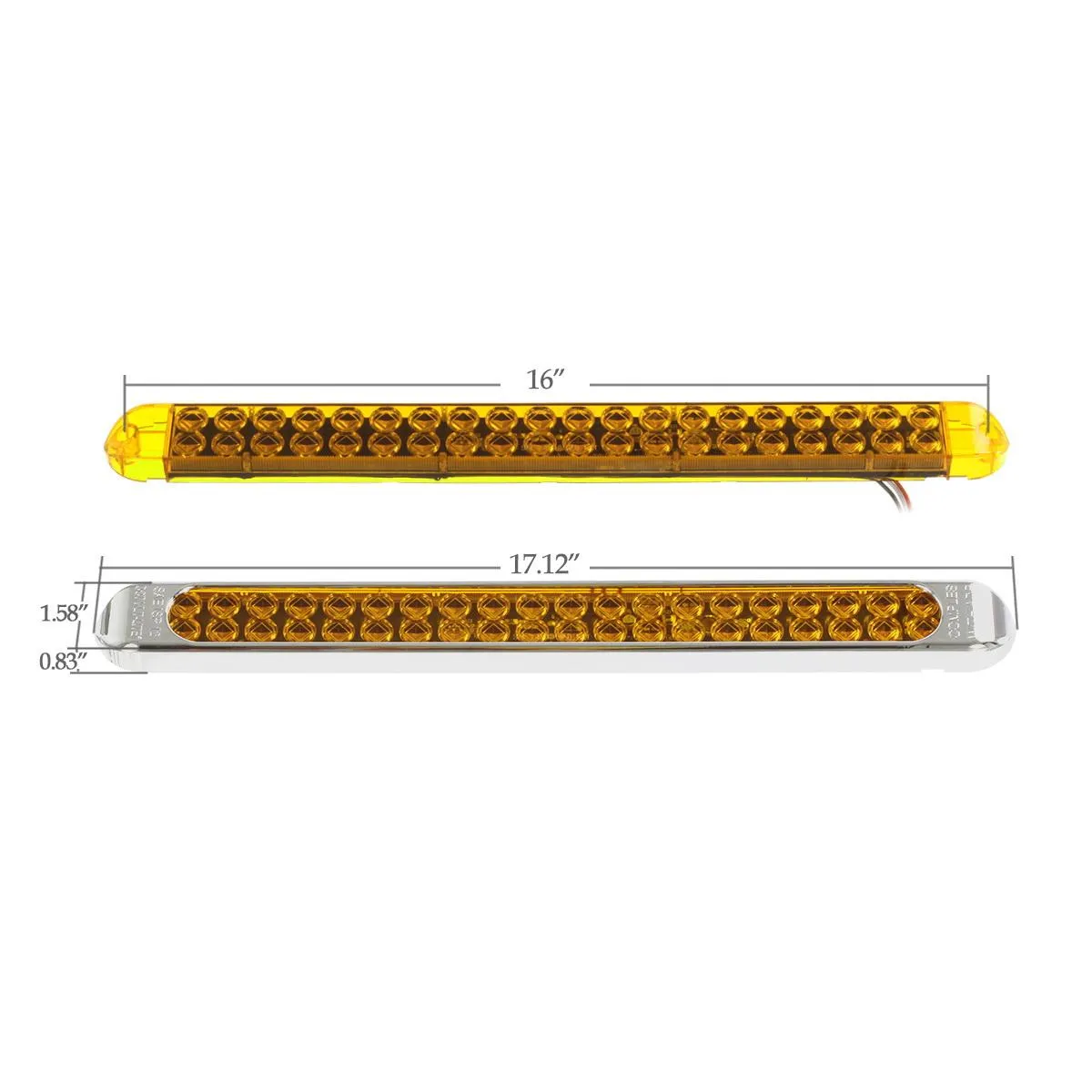 Partsam Submersible 17 Inch Thin Amber Led Turn Signal Light Bar 40 LED Sealed Utility Trailer Truck RV Led Marker Clearance Identification Light Bar w/Chrome Bezel (Pack of 2)