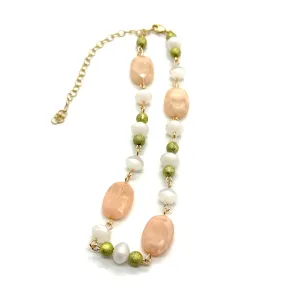 Peach Crackle & Lime Amelia Necklace