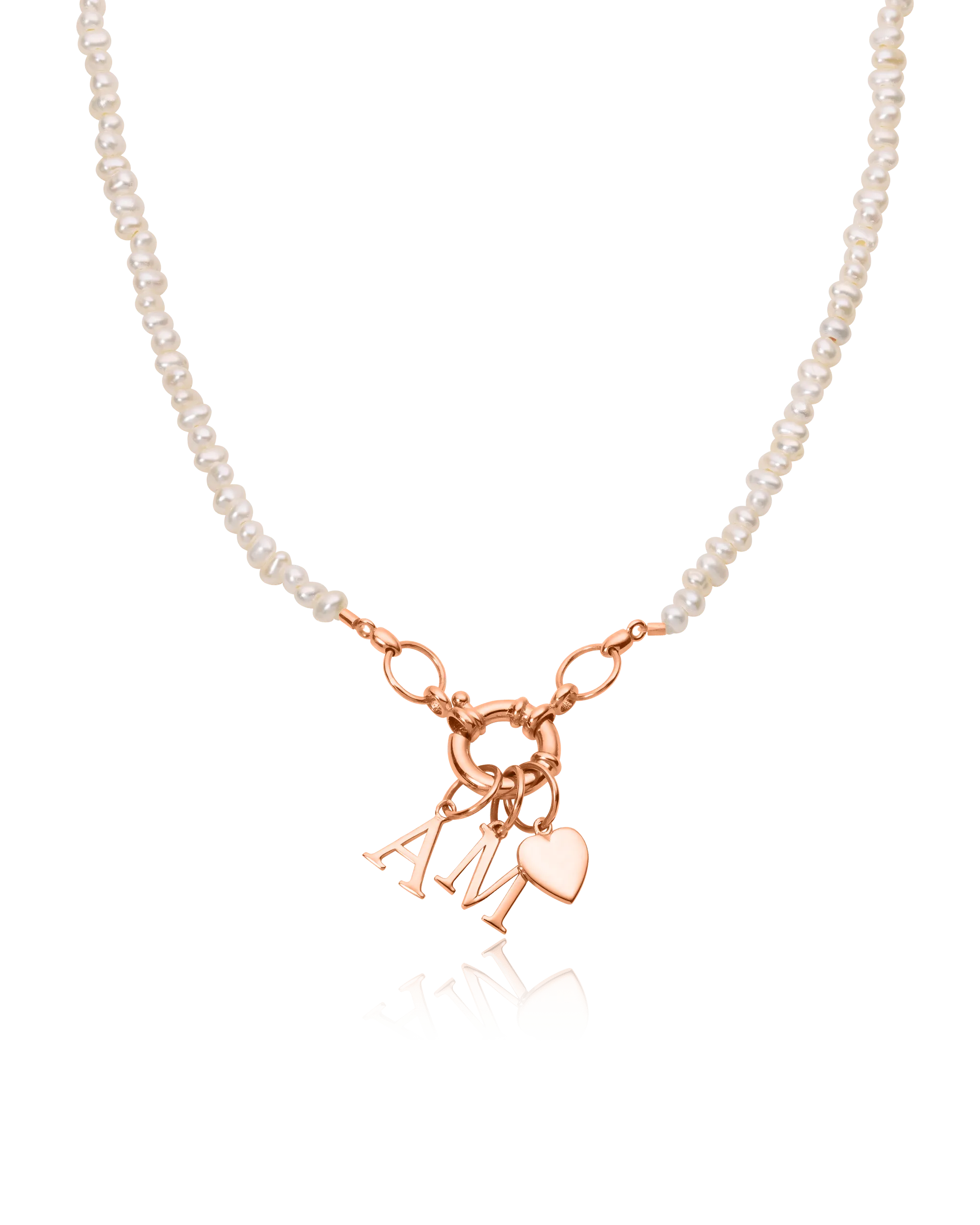 Pearl Charm Lock Necklace - 18K Rose Vermeil