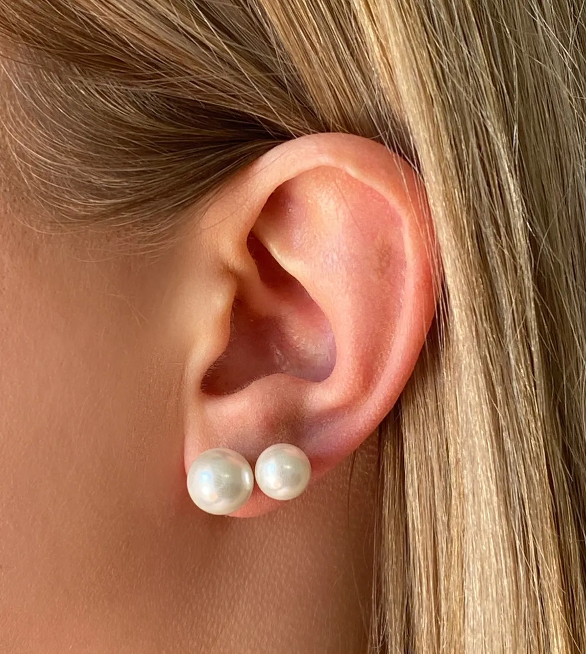 Pearl Stud Earrings - Three Piece Set