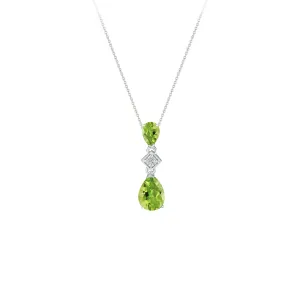 Peridot and Diamond Drop Pendant