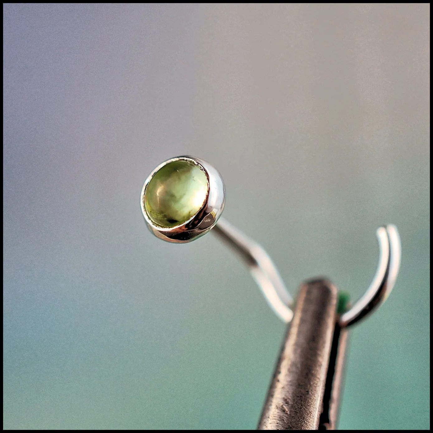 Peridot Nose Stud Set in Sterling Silver